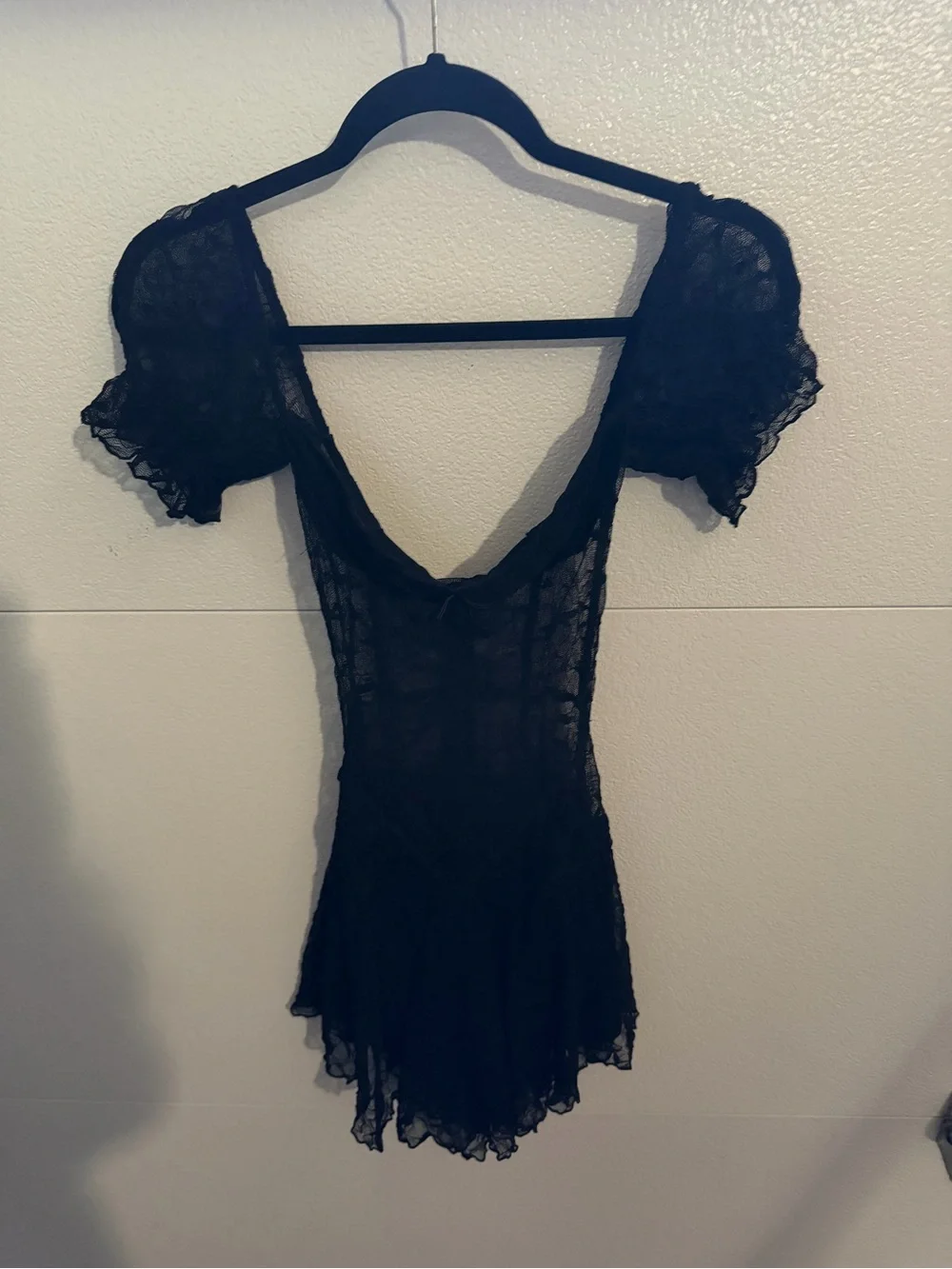 Sheer Black Lace Dress with shorts  - Women's